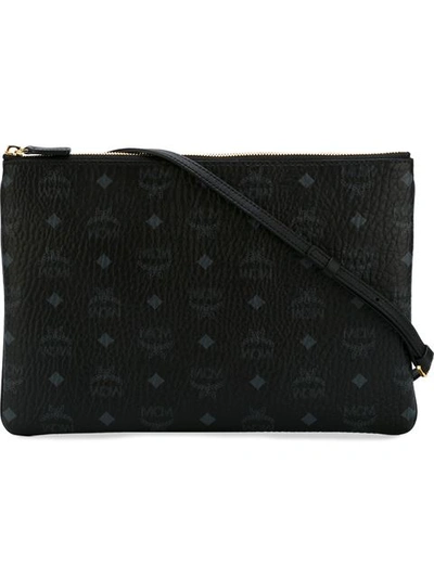 Mcm 'heritage' Convertible Coated Canvas Zip Pouch - Black In Black