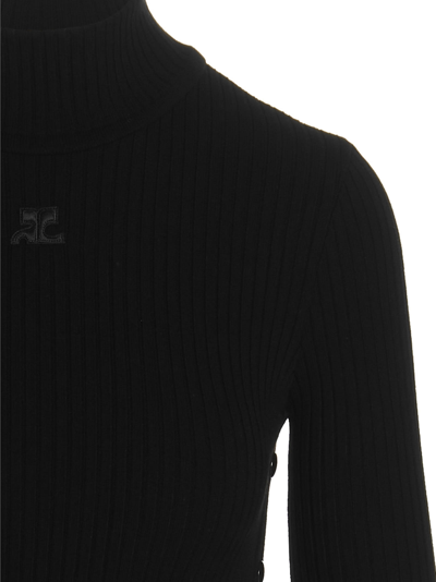 Shop Courrèges Button Logo Knit Dress In Black