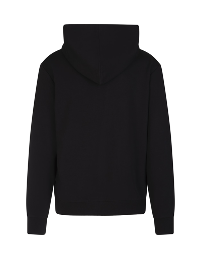 Shop Balmain Man Black Hoodie With Contrast Logo In Noir Blanc