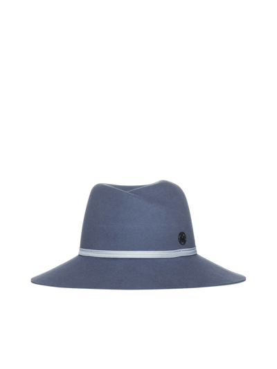Shop Maison Michel Hat In Denim Blue
