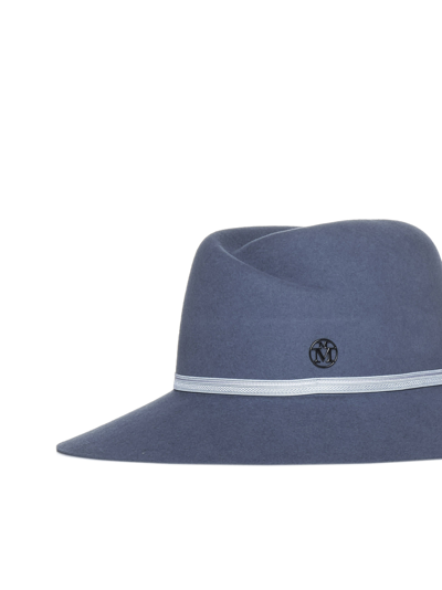 Shop Maison Michel Hat In Denim Blue
