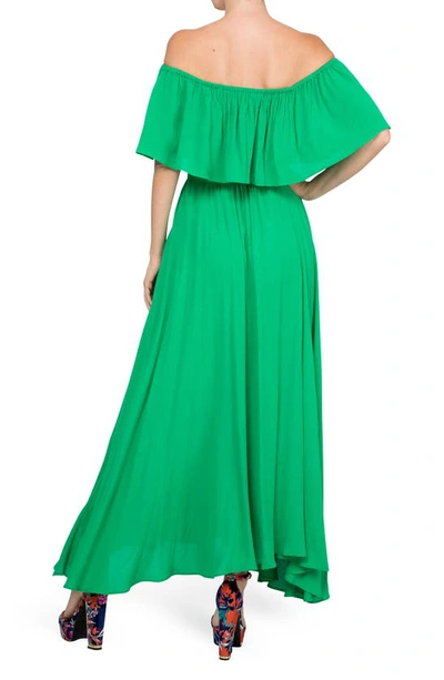 Shop Meghan La Morning Glory Off The Shoulder Maxi Dress In Emerald