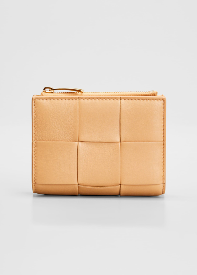 Shop Bottega Veneta Intrecciato Leather Fold Wallet In Almond