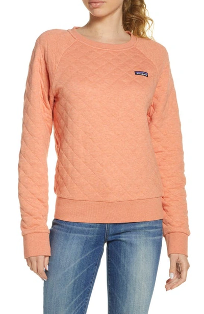 Shop Patagonia Quilt Crewneck Sweater In Mellow Melon-memn