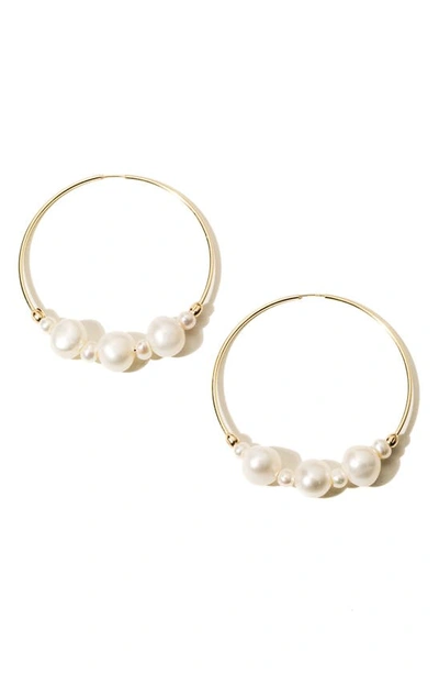 Shop Child Of Wild Tefnut Freshwater Pearl Hoop Earrings In Gold