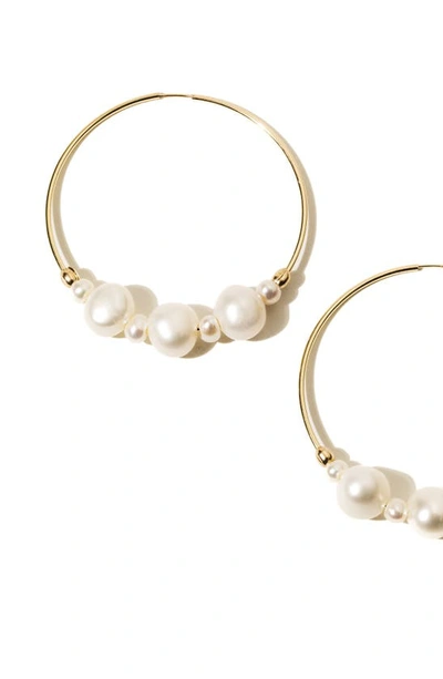 Shop Child Of Wild Tefnut Freshwater Pearl Hoop Earrings In Gold