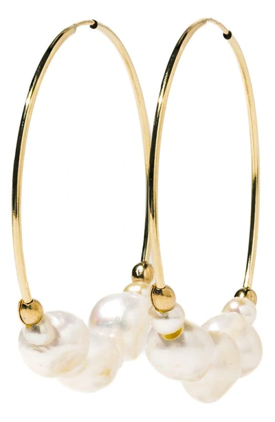 Shop Child Of Wild Tefnut Freshwater Pearl Hoop Earrings In Gold