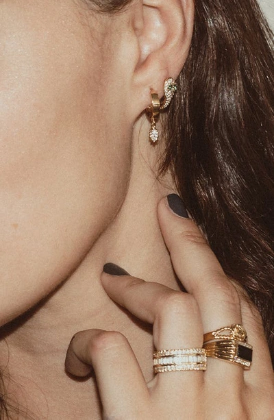 Child Of Wild Sophia Drop Huggie Hoop Earrings In Gold