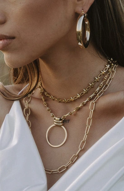 Child Of Wild Aubree Large Tube Hoop Earrings In Gold