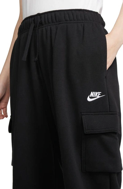 Shop Nike Oversize Fleece Cargo Sweatpants In Black/ White