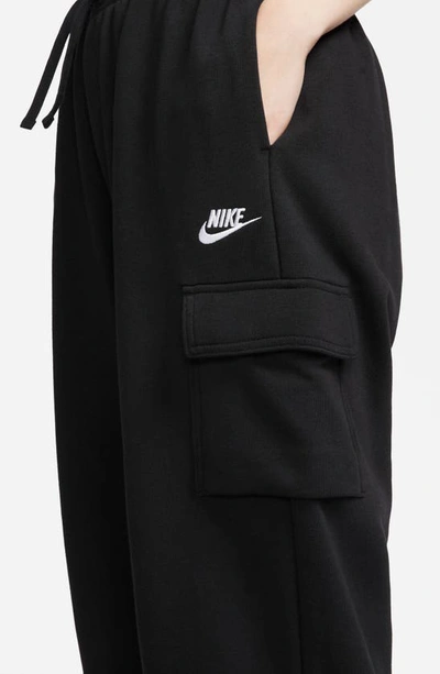 Shop Nike Oversize Fleece Cargo Sweatpants In Black/ White
