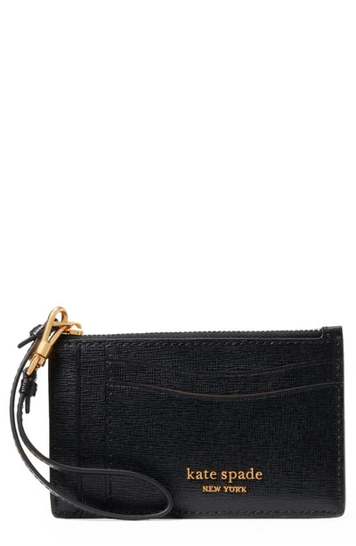 Shop Kate Spade Morgan Leather Wristlet Card Case In Black