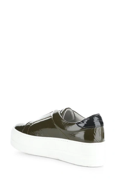 Bos. & Co. Mona Platform Slip-on Sneaker In Olive/ Black Patent/ Elastic