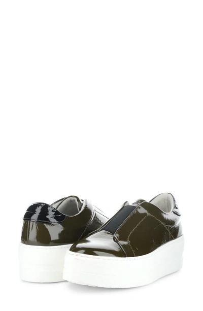 Bos. & Co. Mona Platform Slip-on Sneaker In Olive/ Black Patent/ Elastic