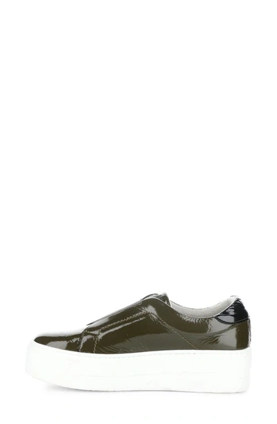 Bos. & Co. Mona Platform Slip-on Sneaker In Olive/ Black Patent/ Elastic