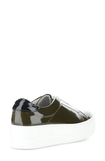 Bos. & Co. Mona Platform Slip-on Sneaker In Olive/ Black Patent/ Elastic