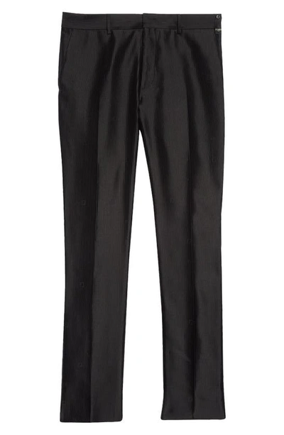 Shop Fendi Ff Logo Pinstripe Wool Pants In Nero