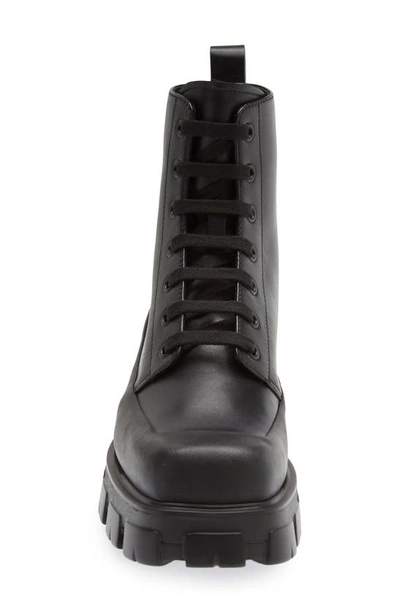 Shop Prada Monolith Lug Sole Combat Boot In Black