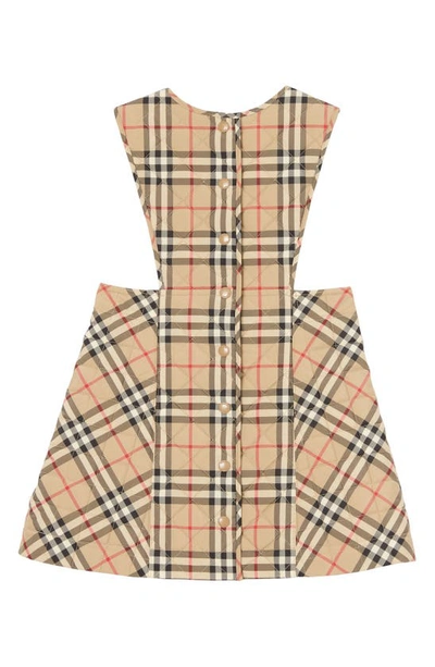 Shop Burberry Kids' Halima Archive Check Quilted Pinafore Dress In Archive Beige Ip Chk
