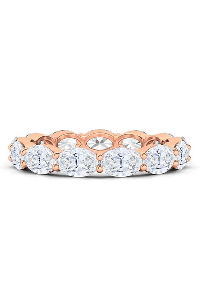 Shop Hautecarat Oval Lab Created Diamond Eternity Ring In 2.73 Ctw Rose Gold