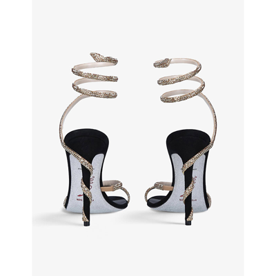 Shop René Caovilla Rene Caovilla Womens Blk/other Cleo Crystal-embellished Leather Heeled Sandals