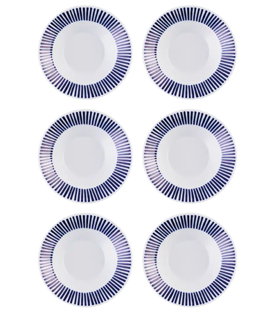 Shop Sargadelos Ladeira Set Of 6 Deep Plates In Blu