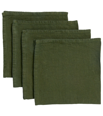 Shop Once Milano Set Of 4 Linen Napkins In Grn