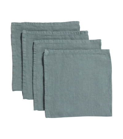 Shop Once Milano Set Of 4 Linen Napkins In Grn