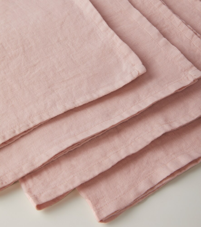 Once Milano Set Of 4 Linen Napkins In Pin