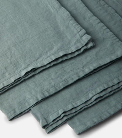 Shop Once Milano Set Of 4 Linen Napkins In Grn