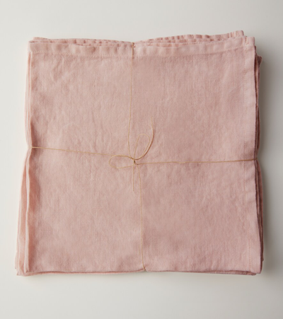 Once Milano Set Of 4 Linen Napkins In Pin