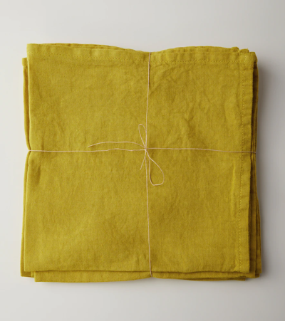 Shop Once Milano Set Of 4 Linen Napkins In Yel