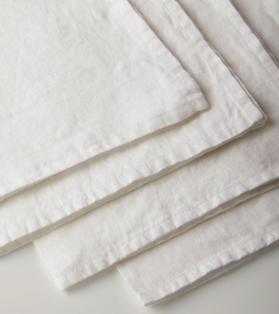 Once Milano Set Of 4 Linen Napkins In Whi