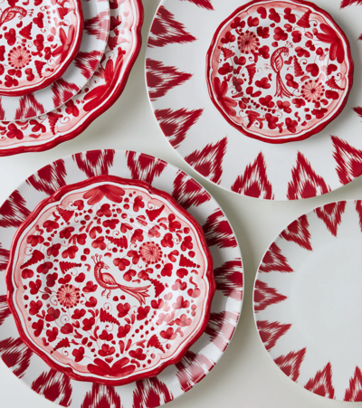 Shop Les-ottomans Uzbek Set Of 4 Dessert Plates In Red