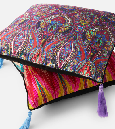 Shop Les-ottomans Paisley Silk And Cotton Cushion In Mul