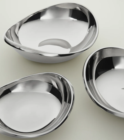 Shop Sambonet Twist Set Of 3 Stainless Steel Bowls In Sil