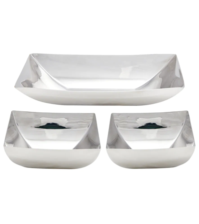 Shop Sambonet Linea Q Set Of 3 Stainless Steel Bowls In Sil