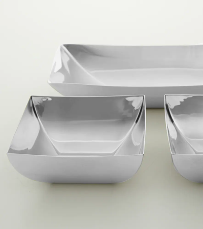 Shop Sambonet Linea Q Set Of 3 Stainless Steel Bowls In Sil