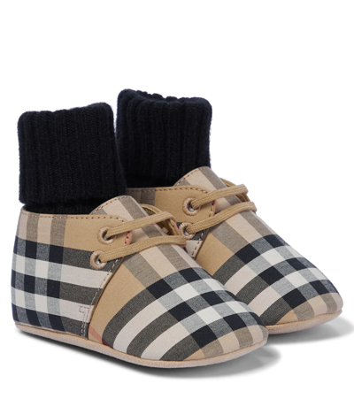 Shop Burberry Baby Vintage Check Booties In Archive Beige