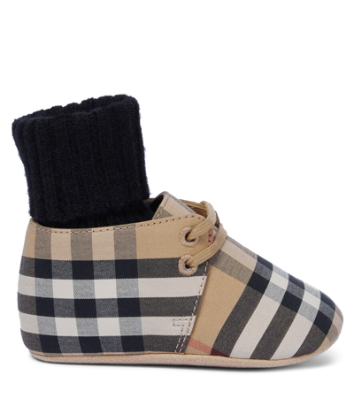 Shop Burberry Baby Vintage Check Booties In Archive Beige