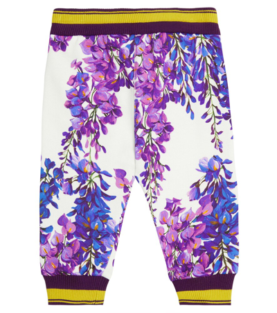 Shop Dolce & Gabbana Baby Floral Cotton Sweatpants In Glicine Fdo.b.natur.