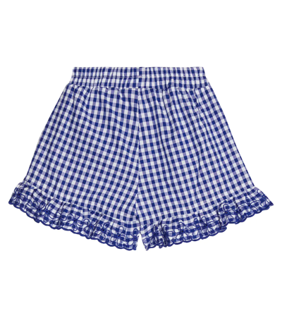 Shop Monnalisa Baby Gingham Cotton Shorts In Blue