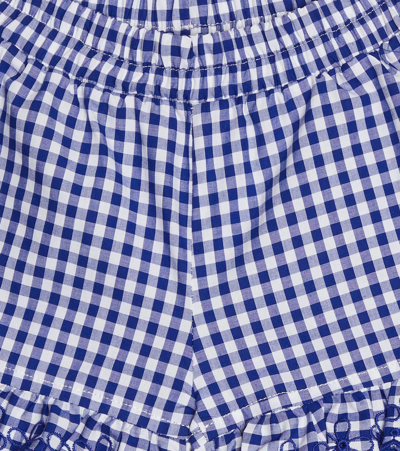 Shop Monnalisa Baby Gingham Cotton Shorts In Blue