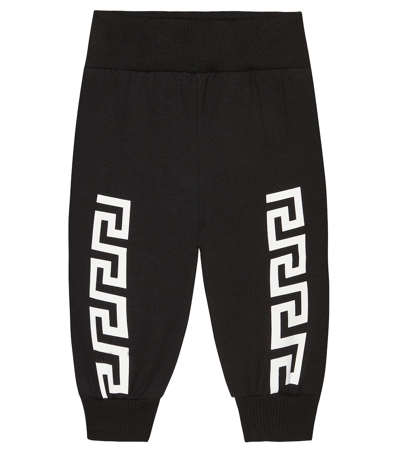 Shop Versace Baby Printed Jersey Sweatpants In Nero+bianco