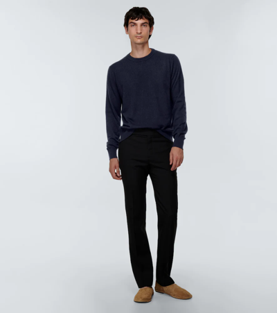 Shop The Row Benji Cashmere Sweater In Dark Navy