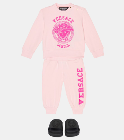 Shop Versace Baby Jersey Tracksuit In Rosa Baby+fuxia