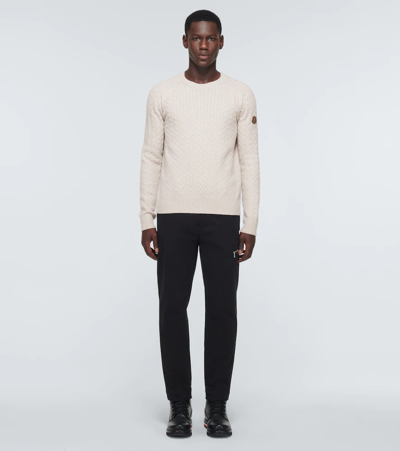 Shop Moncler Wool Sweater In Neutral
