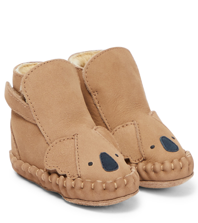 Shop Donsje Baby Kapi Leather Booties In Truffle Nubuck