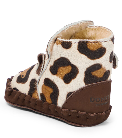 Shop Donsje Baby Kapi Calf Hair And Leather Booties In Jaguar Spotted Cow Hair