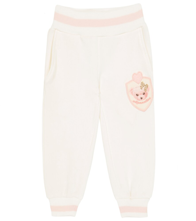Shop Monnalisa Baby Cotton-blend Jersey Sweatpants In Pann